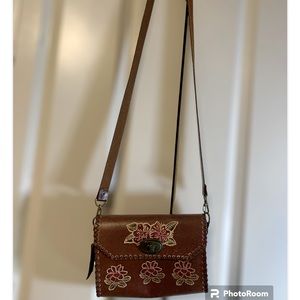 Faux leather cross body purse